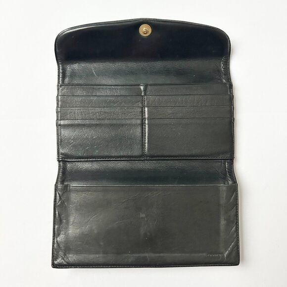 Vintage Coach Checkbook Wallet Black Soft Leather Trifold - Picture 3 of 7
